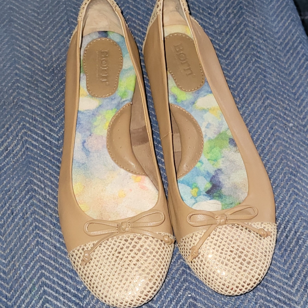 Born Tan Leather Ballet Flats